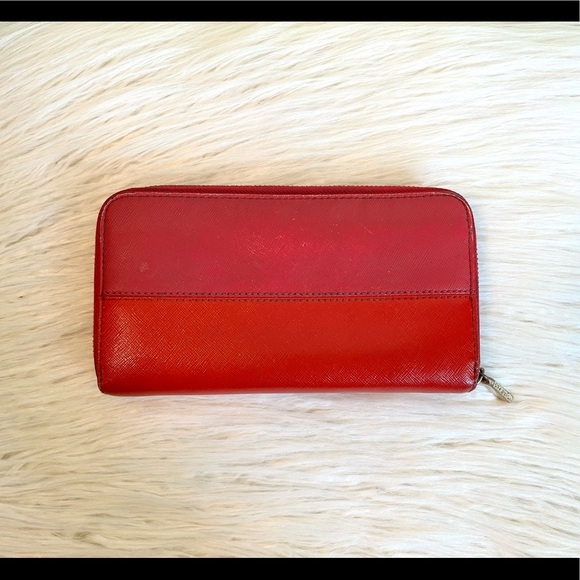 Tory Burch Red Two Tone Zipper Wallet - Picture 3 of 6